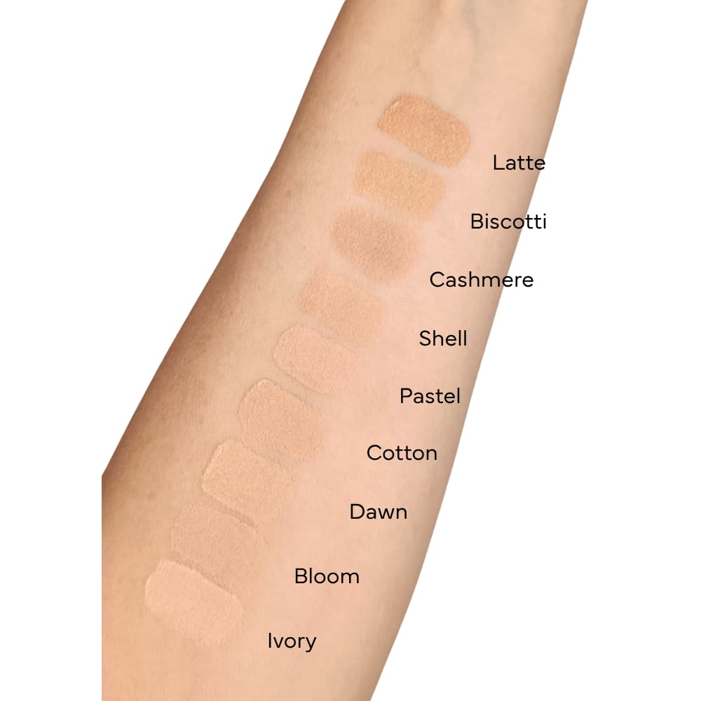 Skin Perfecting foundation tinten - Latte, Biscotti, Cashmere, Shell, Pastel, Cotton, Dawn, Bloom, Ivory