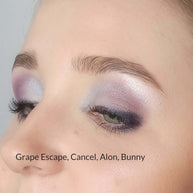 Zachtpaarse oogschaduw Cancel met zilveren glitter, perfect voor een romantische en speelse look.